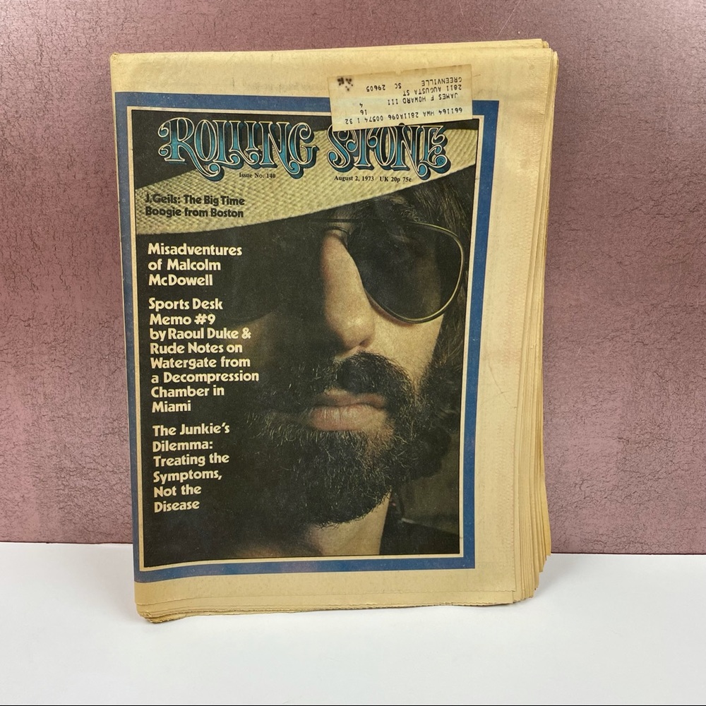 Vintage Rolling Stone Magazine J. Geils Malcom McDowell April 2, 1973 Music Art